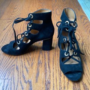 Coach black suede open-toed boots